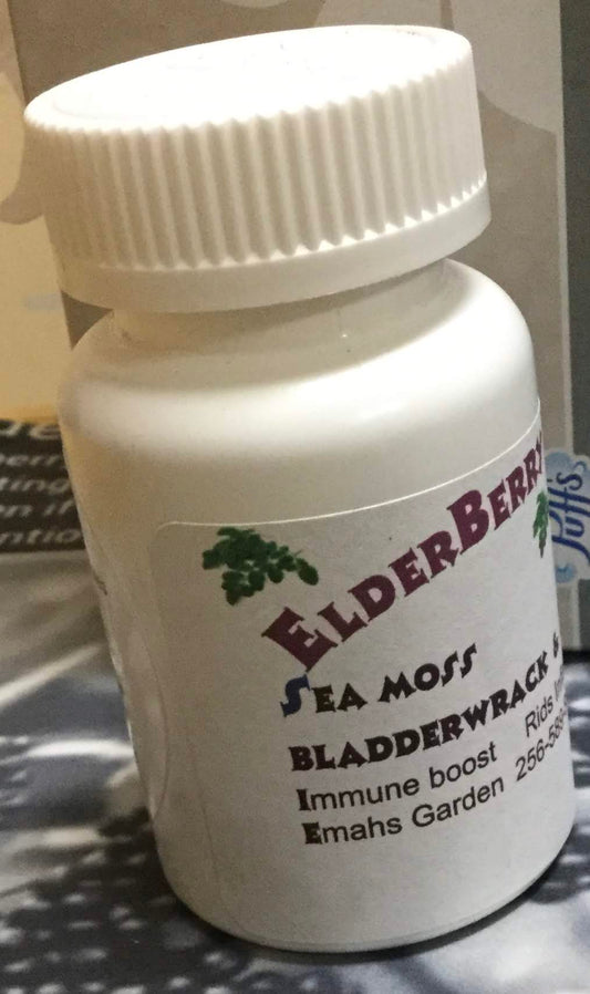 Organic Elderberry Vegan Capsules with Sea Moss and Bladderwrack